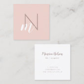 Matig minimaal monogram zwart roze vierkante visitekaartje (Voorkant / Achterkant)