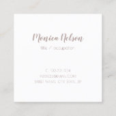 Matig minimaal monogram zwart roze vierkante visitekaartje (Achterkant)