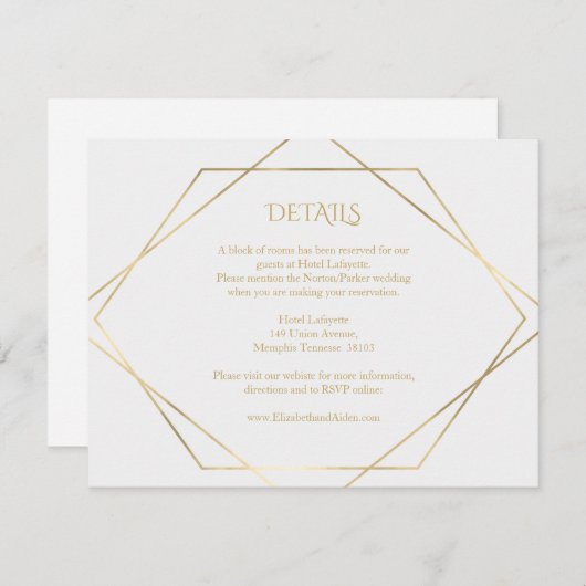 Matig, minimaal, pur, wit, goud informatiekaartje (Voorkant / Achterkant)