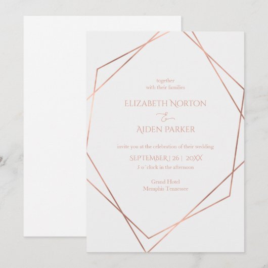 Matig, minimaal, pur, wit, rogesold (imitaat) kaart (Voorkant / Achterkant)