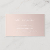 Matig minimaal roos gouden witte monogram visitekaartje (Achterkant)