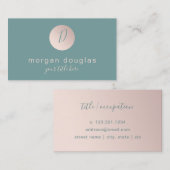 Matig minimaal roos goudgroen monogram visitekaartje (Voorkant / Achterkant)