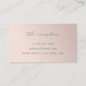 Matig minimaal roos goudgroen monogram visitekaartje (Achterkant)