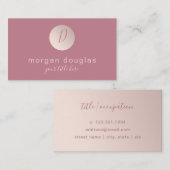 Matig minimaal roos goudroze monogram visitekaartje (Voorkant / Achterkant)