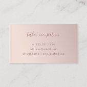 Matig minimaal roos goudroze monogram visitekaartje (Achterkant)