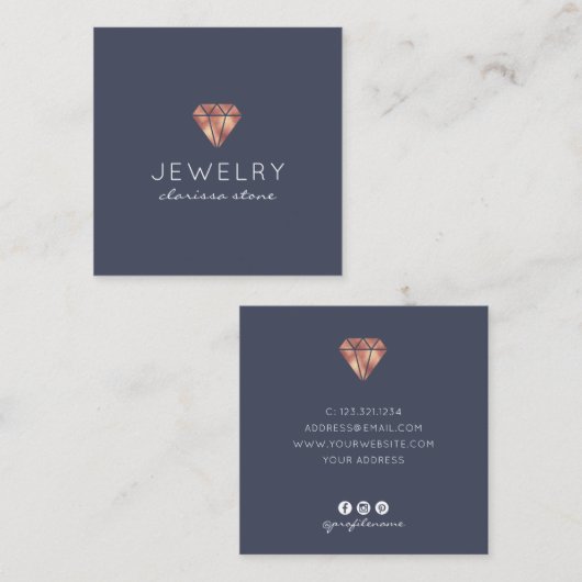 Matig minimaal roos goudsieraden vierkante visitekaartje (Voorkant / Achterkant)