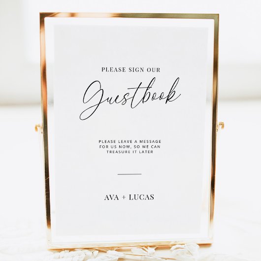 Matig minimaal script bruiloft Guestbook Sign Poster