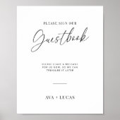 Matig minimaal script bruiloft Guestbook Sign Poster (Voorkant)