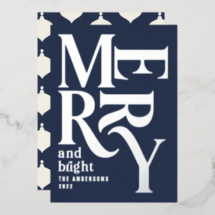 Matig minimaal traditioneel kerstblauw folie feestdagenkaart