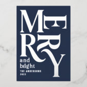 Matig minimaal traditioneel kerstblauw folie feestdagenkaart (Voorkant)