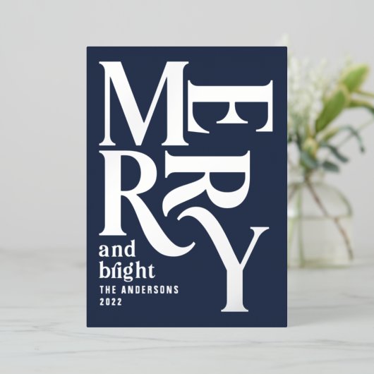 Matig minimaal traditioneel kerstblauw folie feestdagenkaart (Staand Voorkant)