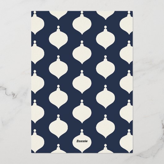 Matig minimaal traditioneel kerstblauw folie feestdagenkaart (Achterkant)