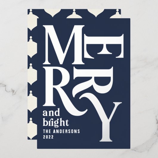 Matig minimaal traditioneel kerstblauw folie feestdagenkaart (Voorkant / Achterkant)