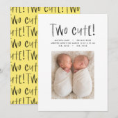 Matig minimaal tweelingfotobericht aankondiging (Voorkant / Achterkant)