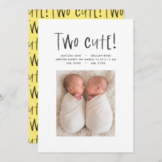 Matig minimaal tweelingfotobericht aankondiging (Voorkant / Achterkant)