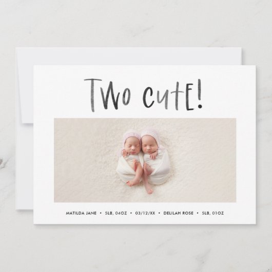 Matig minimaal tweelingfotobericht aankondiging (Voorkant)