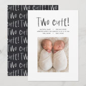 Matig minimaal tweelingfotobericht aankondiging (Voorkant / Achterkant)