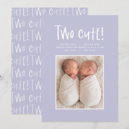 Matig minimaal tweelingfotobericht aankondiging (Voorkant / Achterkant)