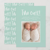 Matig minimaal tweelingfotobericht aankondiging (Voorkant / Achterkant)