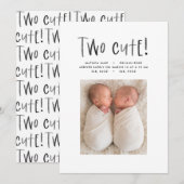 Matig minimaal tweelingfotobericht aankondiging (Voorkant / Achterkant)