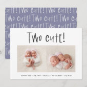 Matig minimaal tweelingfotobericht aankondiging (Voorkant / Achterkant)