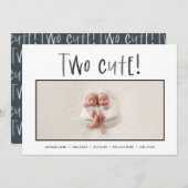 Matig minimaal tweelingfotobericht aankondiging (Voorkant / Achterkant)