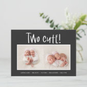 Matig minimaal tweelingfotobericht aankondiging (Staand voorkant)