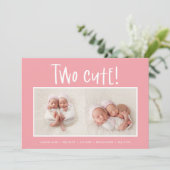 Matig minimaal tweelingfotobericht aankondiging (Staand voorkant)