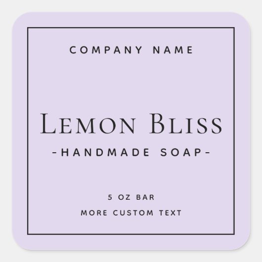 Matig minimaal vierkant licht paars etiket (Voorkant)