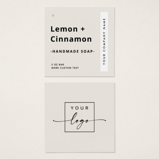 Matig minimaal vierkant lichtbruin etiket vierkante visitekaartjes (Voorkant /achterkant)