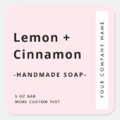 Matig minimaal vierkant lichtroze etiket (Voorkant)