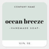 Matig minimaal zee groen vierkant productlabel vierkante sticker (Voorkant)