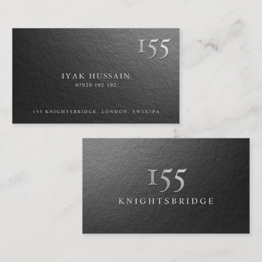 Matig minimaal zwart en zilvervet in reliëf Logo Visitekaartje (Voorkant / Achterkant)