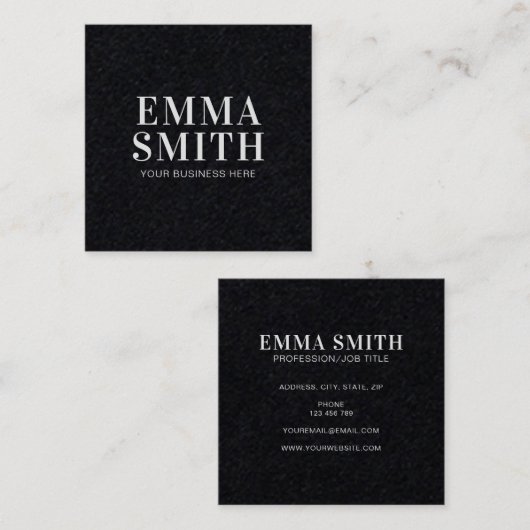 Matig minimaal zwart vierkante visitekaartje (Voorkant / Achterkant)