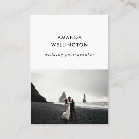 Matig minimaal zwart wit 1 foto verticaal visitekaartje (Voorkant)