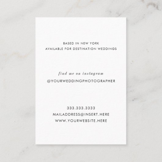 Matig minimaal zwart wit 1 foto verticaal visitekaartje (Achterkant)