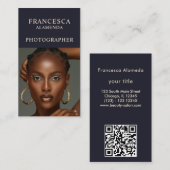 Matig minimaal zwart wit 1 foto verticaal visitekaartje (Voorkant / Achterkant)