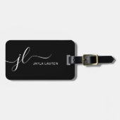 Matig minimaal zwart-wit monogram bagagelabel (Voorkant horizontaal)