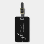Matig minimaal zwart-wit monogram bagagelabel (Voorkant verticaal)