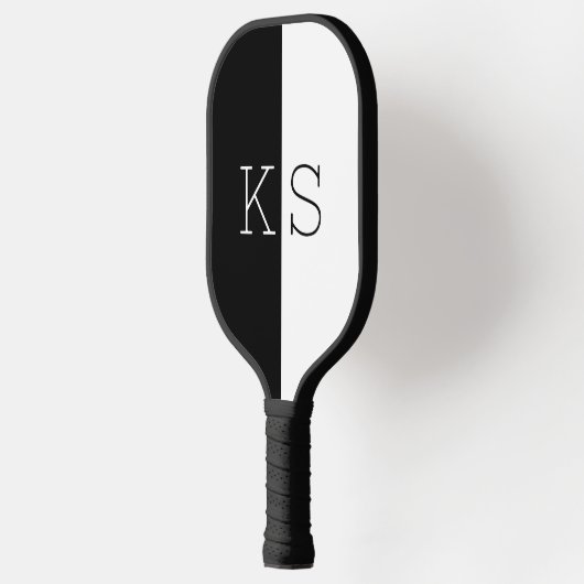 Matig minimaal zwart-wit monogram pickleball paddle (Links)