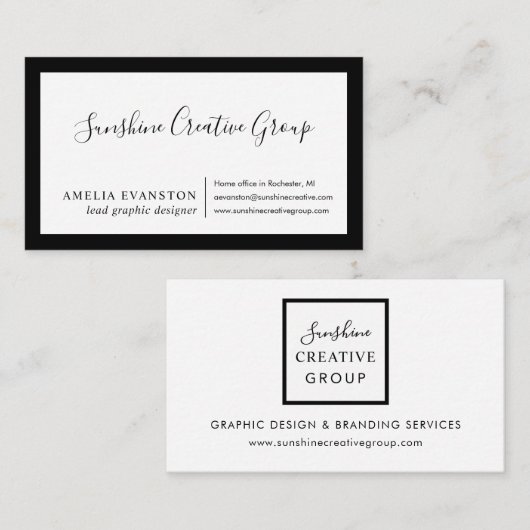 Matig minimaal zwart-wit visitekaartje (Voorkant / Achterkant)