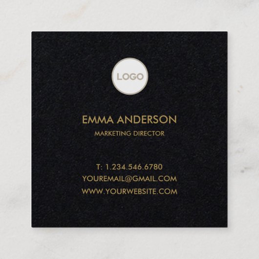 Matig minimaal zwart zwart zwart zwart monochrome  vierkante visitekaartje (Achterkant)