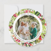 Matig minimale rode en groene waterverf botanisch feestdagenkaart (Voorkant)