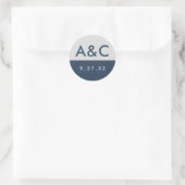 Matig minimale Typografie Navy Blue Grey Initialen Ronde Sticker (Tas)