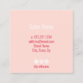 Matig minimale zwarte roze hartnagels vierkante visitekaartje (Achterkant)