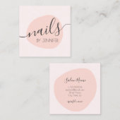 Matig minimale zwarte roze nagels vierkante visitekaartje (Voorkant / Achterkant)
