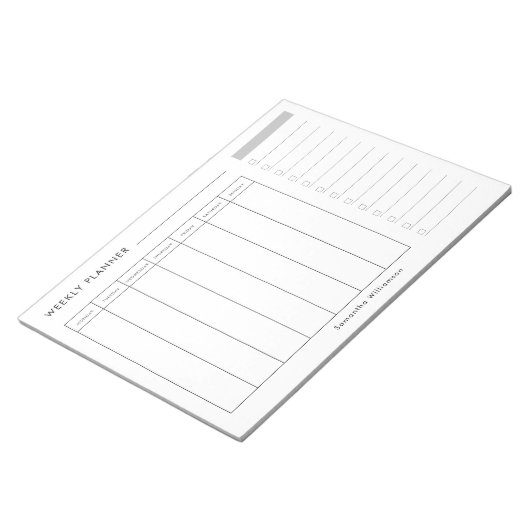 Matig minimale zwarte witte weekblad notitieblok (Schuin)