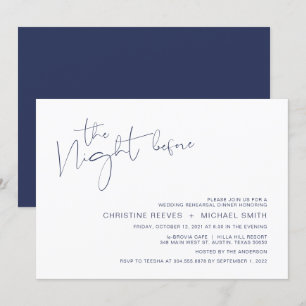 Matig minimalisme Navy BlueScript repesal Dinner Kaart