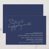 Matig minimalisme Navy BlueScript repesal Dinner Kaart (Voorkant / Achterkant)