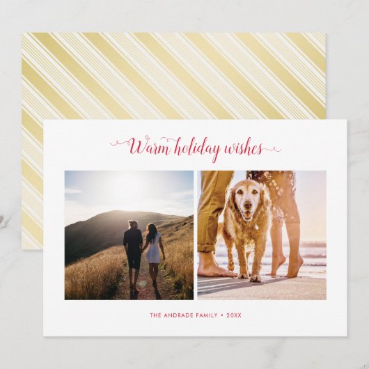 Matig, minimalistisch, eenvoudig script voor kerst feestdagenkaart (Voorkant / Achterkant)